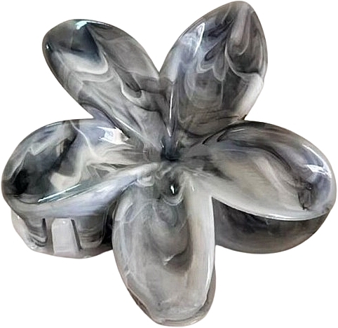 Flower Hair Clip SP346 7.5 x 8 cm, XL, grey-white - Ecarla — photo N1