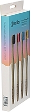 Bamboo Toothbrushes, 4 pcs, with black, pink, blue and yellow bristles - Nordics Aadult Bamboo Toothbrushes — photo N2