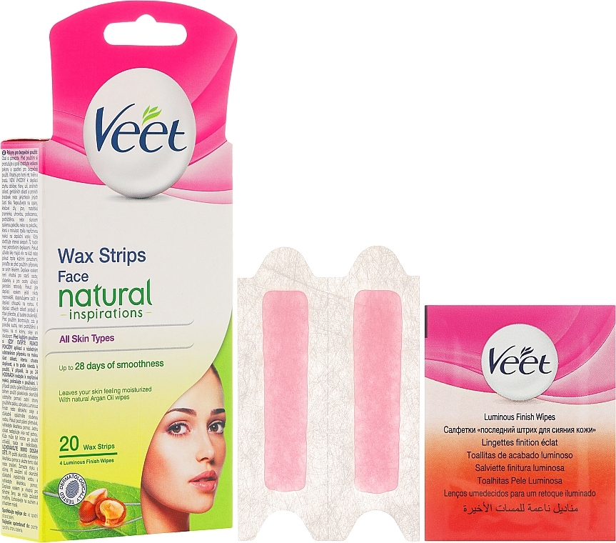 Facial Wax Strips with Argan Oil - Veet Natural Inspirations Face Wax Strips — photo N2