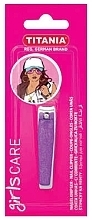 Nail Clipper, shiny purple, in blister - Titania — photo N3