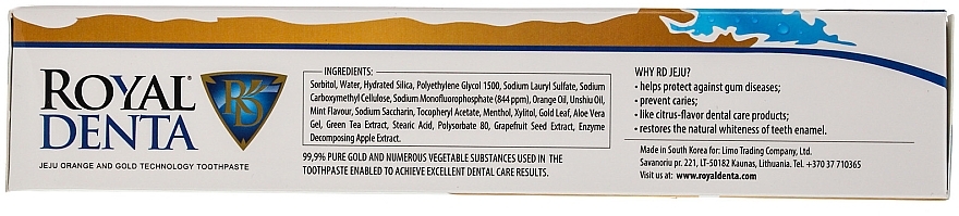 Gold & Unshiu Toothpaste - Royal Denta Jeju Orange And Gold Technology Toothpaste — photo N4