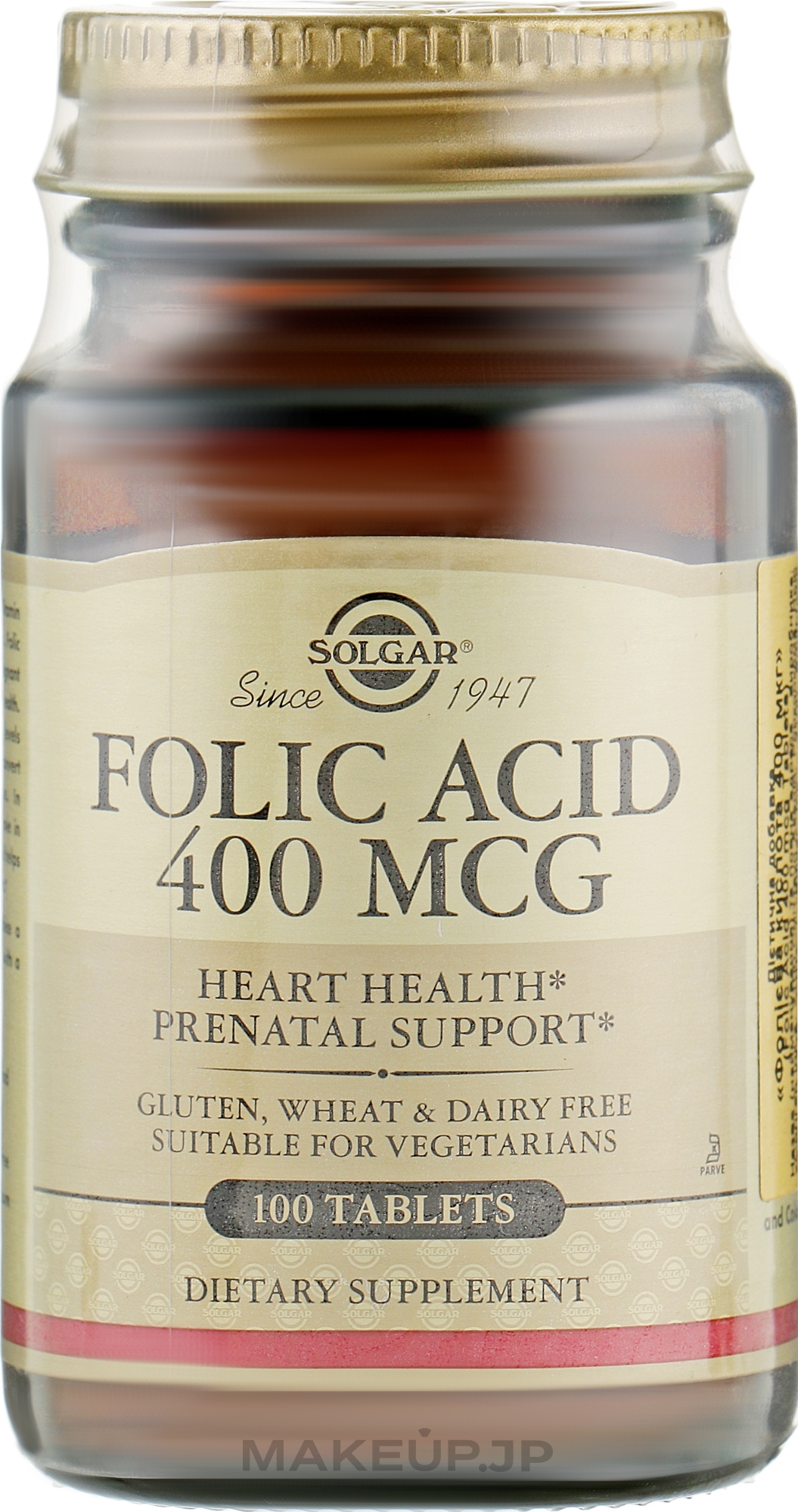 Food Supplement "Folic Acid", 400mcg - Solgar Health & Beauty Folate 666 MCG DFE — photo 100 szt.