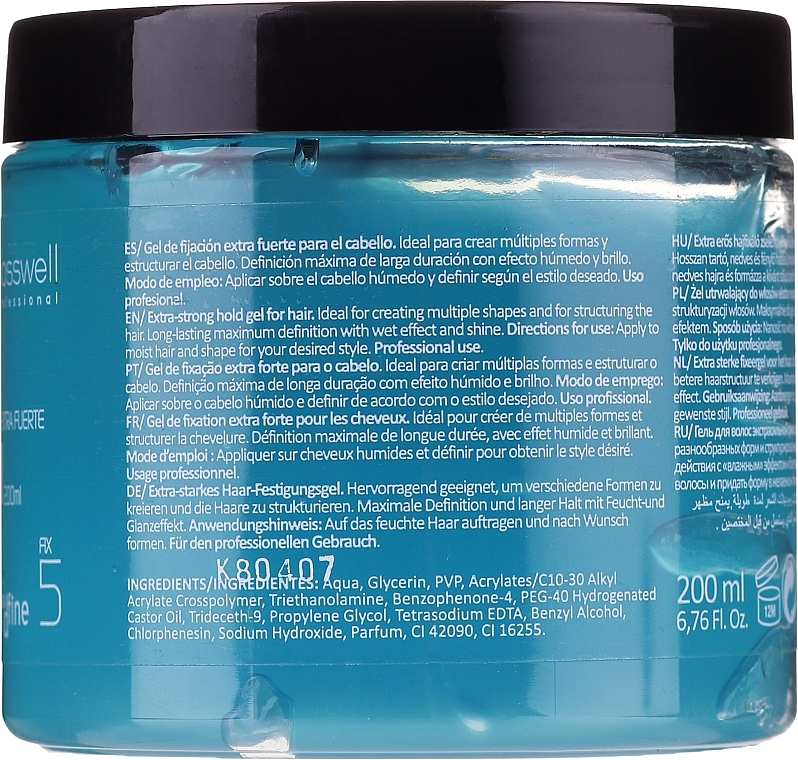 Long-Lasting Structuring Hair Gel - Kosswell Professional Dfine Crystal Blue Gum — photo N6