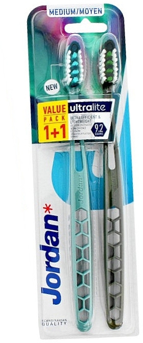 Medium Toothbrush Set, green+blue - Jordan Ultralite Adult Toothbrush Medium — photo N3