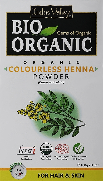Natural Colourless Henna Leaf Powder - Indus Valley Bio Organic Colourless Henna Leaf Powder — photo N1