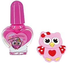 Nail Polish, pink heart bottle with owl ring - Chlapu Chlap — photo N1