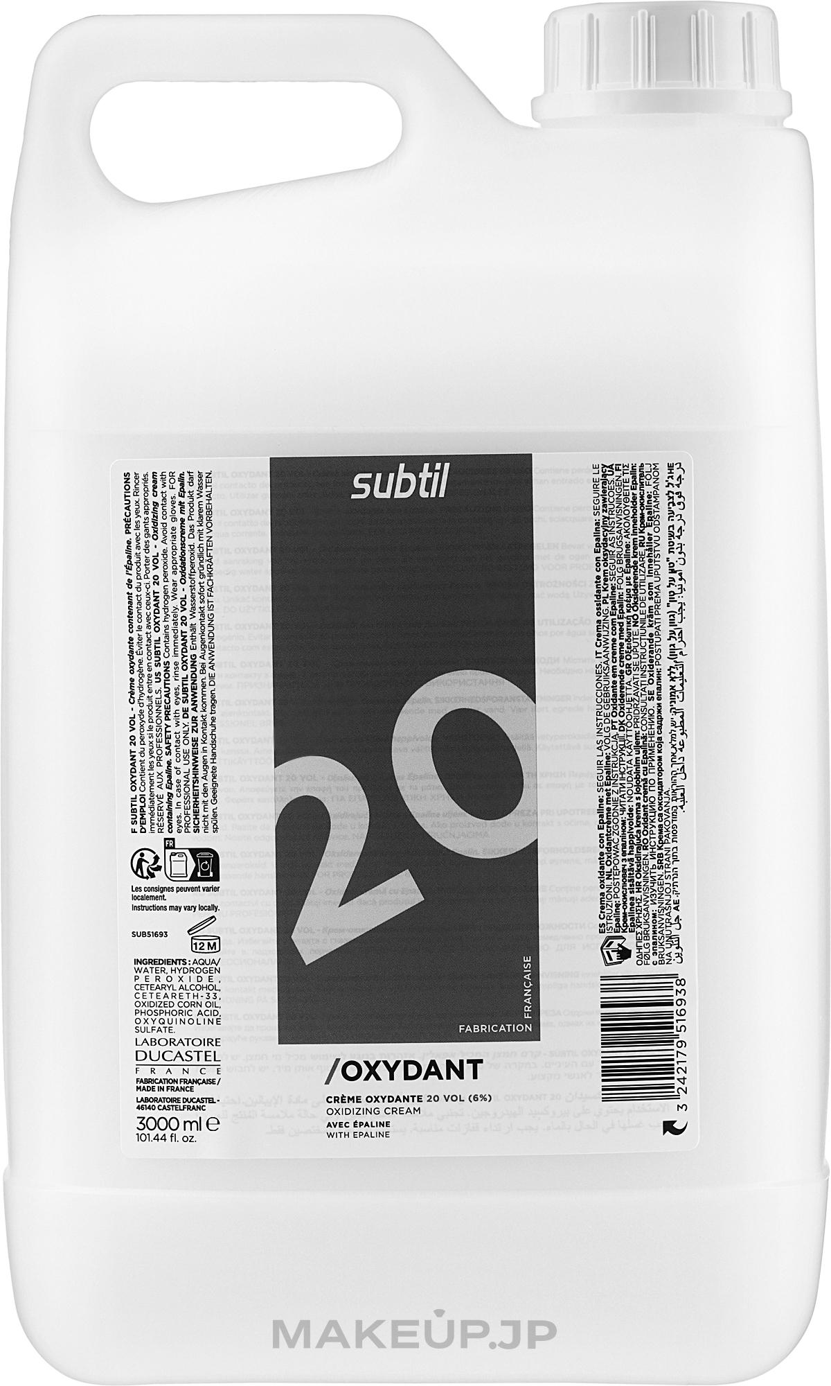Oxidizer "Subtil OXY" 6% - Laboratoire Ducastel Subtil OXY — photo 3000 ml