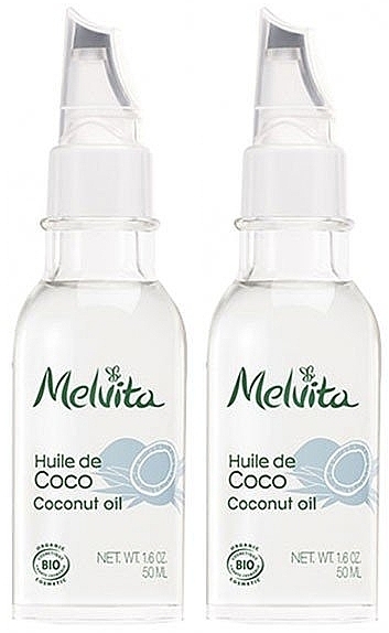 Coconut Oil Set - Melvita Huiles De Beaute Coconut Oil Duo (2 x f/oil/50ml) — photo N2