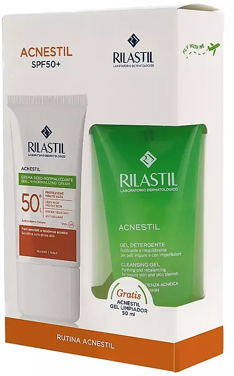 Set - Rilastil Acnestil SPF50+ (cl/gel/50ml + f/cr/40ml) — photo N1