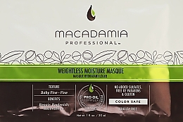 Fragrances, Perfumes, Cosmetics Moisturizing Thin Hair Mask - Macadamia Professional Natural Oil Weightless Moisture Masque (sample)