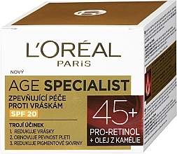 Day Cream for Mature Skin - L'Oreal Paris Age Specialist SPF 20Pro-Retinol Cream 45+ — photo N3