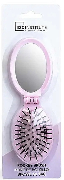 ミラー付きヘアコーム, ピンク - IDC Institute Pocket Pop Out Brush With Mirror	 — photo N1