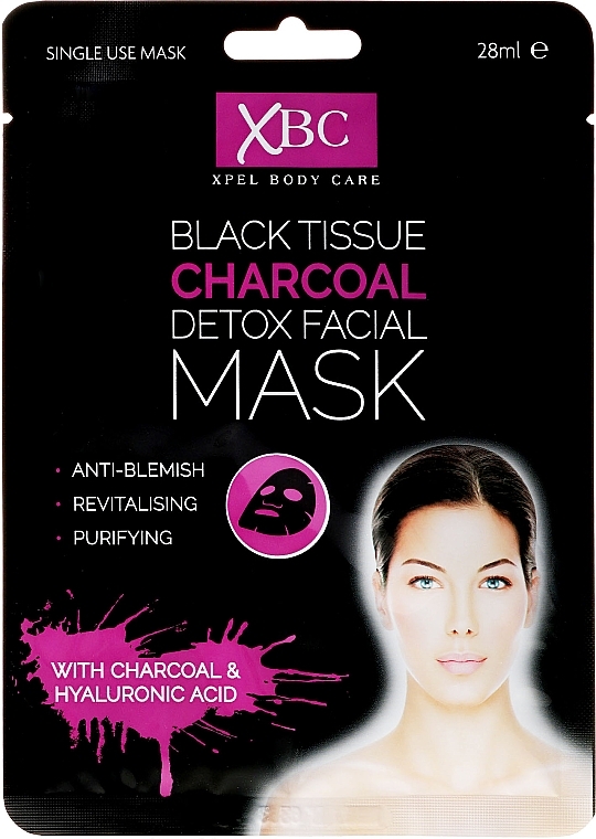 Charcoal Detox Face Mask - Xpel Marketing Ltd Body Care Black Tissue Charcoal Detox Facial Face Mask — photo N1