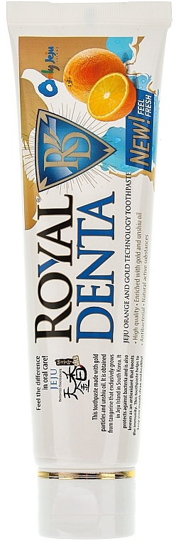 Gold & Unshiu Toothpaste - Royal Denta Jeju Orange And Gold Technology Toothpaste — photo N1