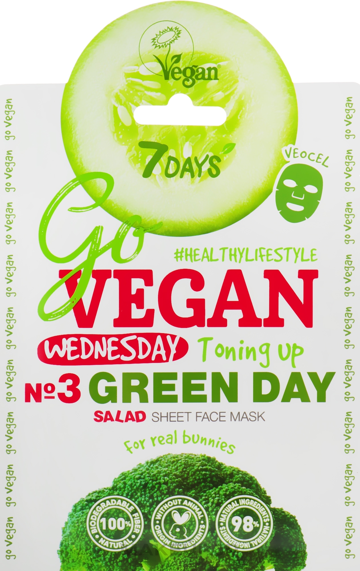 Facial Sheet Mask "For Real Bunnies" - 7 Days Go Vegan Wednesday Green Day — photo 25 g