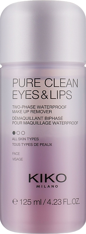 2-Phase Eye & Lip Makeup Remover - Kiko Milano Pure Clean Eyes & Lips — photo N1
