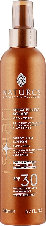 Face & Body Sunscreen Spray - Nature's I Solari Spray Sun Lotion Spf 30 — photo N1