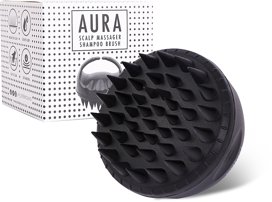 スカルプ マッサージ ブラシ、ブラック - Sister Young Aura Scalp Massager Shampoo Brush — photo N3