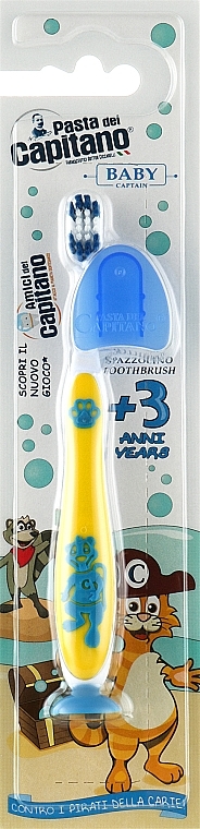 Kids Toothbrush 3+, soft, yellow with racoon - Pasta Del Capitano — photo N1