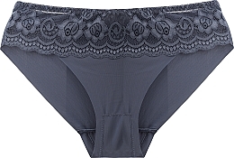Women's Bikini Briefs with Laser Cut and Lace Belt 'Figi', gray-blue - Moraj — photo N1