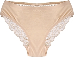 Women Laser-Cut Panties with Lace Back, beige - Moraj — photo N1