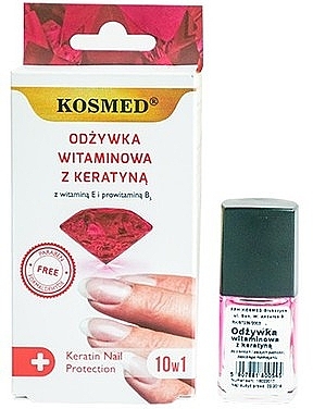 Vitamin Nail Polish with Keratin - Kosmed Colagen Nail Protection 10in1 — photo N2