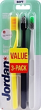 Fragrances, Perfumes, Cosmetics Toothbrush Soft, yellow, black-grey, white-green - Jordan Clean Smile Soft