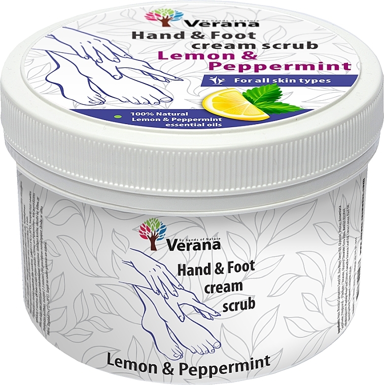 Lemon & Mint Protecting Hand & Nail Cream-Scrub - Verana Protective Hand & Foot Cream-scrub Lemon & Peppermint — photo N2