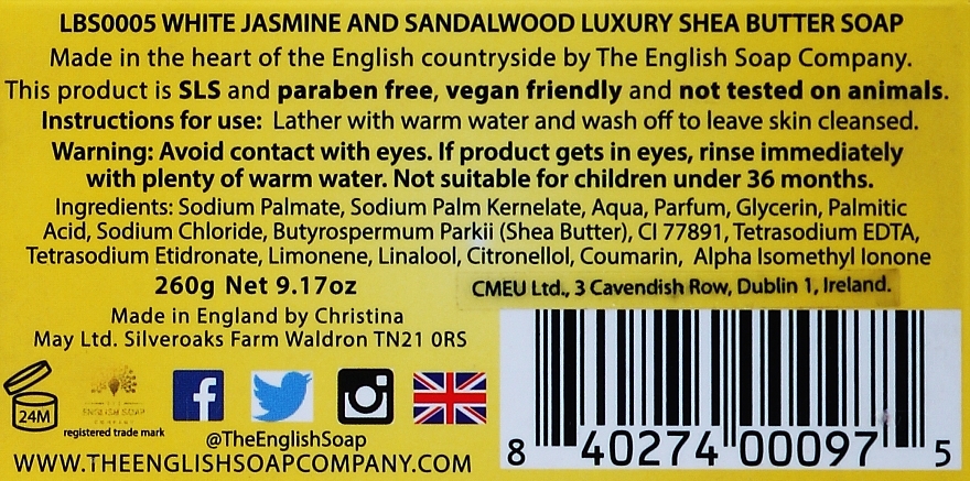 White Jasmine & Sandalwood Soap - The English Soap Company White Jasmine and Sandalwood Gift Soap — photo N3