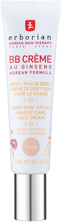 Facial BB Cream with Ginseng, light - Erborian Eau Ginseng SPF20 BB Cream Clair — photo N1