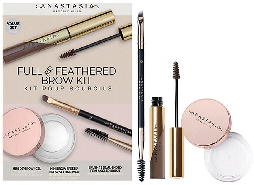 Set - Anastasia Beverly Hills Full Feathered Brow Taupe (br/freeze/2.5g + br/gel/2.2g + Brush) — photo N1