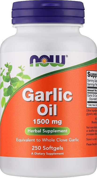 Capsules "Garlic Oil", 1500 mg - Now Foods Garlic Oil — photo N1