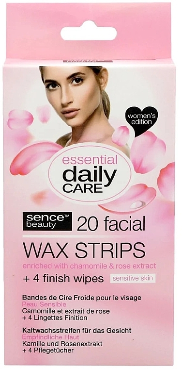 Face Wax Strips for Sensitive Skin, 20 pcs - Sence Facial Wax Strips Sensitive Skin — photo N1