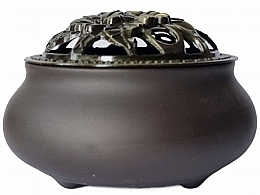 Fragrances, Perfumes, Cosmetics Ceramic Incense Burner with Cap, brown - Deni Carte