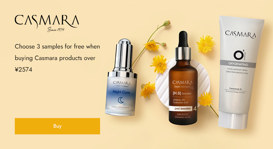 Spend over ¥2574 on Casmara products and choose 3 samples for free