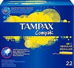 Fragrances, Perfumes, Cosmetics Applicator Tampons, 22 pcs - Tampax Compak Regular