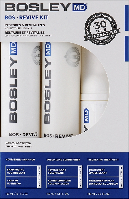 Restoration Set for Thin Natural Hair - Bosley Bos Revive Kit (shm/150ml+cond/150+ treatm/100ml) — photo N1