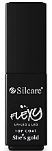 Fragrances, Perfumes, Cosmetics Gel Polish Top Coat with Golden Particles - Silcare Flexy Top Coat She’s Gold