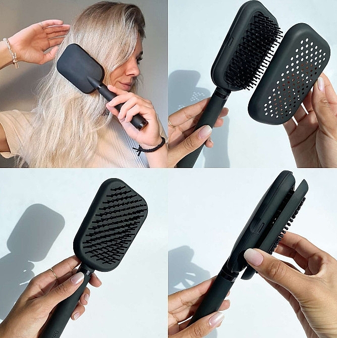 Hair Brush with Self-Cleaning Function, Classic Black - Bellody Patented Hairbrush With Self-Cleaning Function — photo N4
