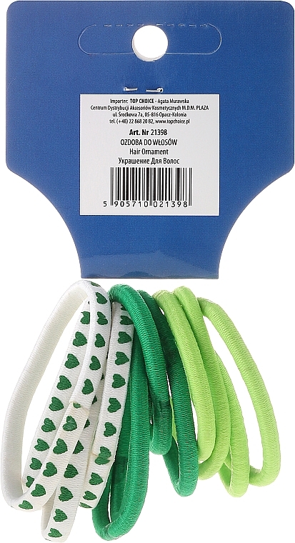 Hair Ties 12 pcs, green mix - Top Choice — photo N2