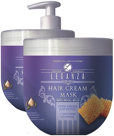 Hair Cream Mask with Royal Jelly - Leganza Cream Hair Mask With Royal Jelly (with dispenser) — photo N2