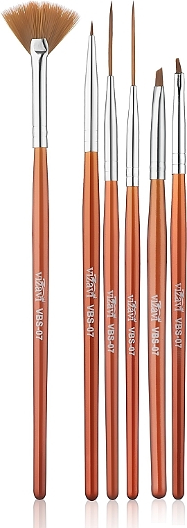 Nail Art Brushes Set, 6 pcs - Vizavi Professional — photo N1