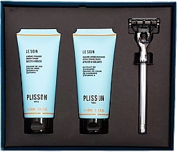 Set - Plisson Clean Shaven Gift Box (shave/cr/100 ml + af/shave/balm/100 ml + razor/1 pcs) — photo N1