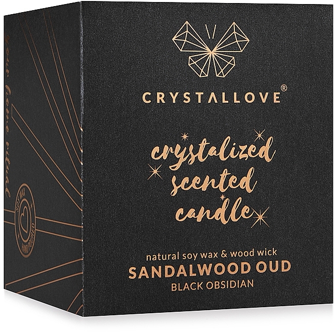 Black Obsidian, Sandalwood & Oud Soy Candle - Crystallove Black Obsidian Soy Candle Sandalwood Oud — photo N7