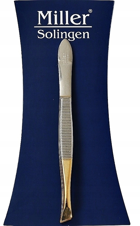 Bevelled Brow Tweezers, golden, length 9 cm - Miller Solingen — photo N1