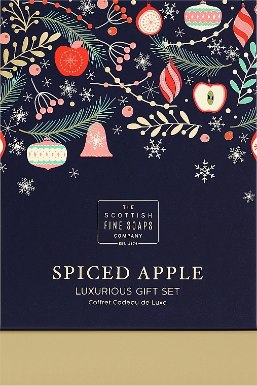 Set - Scottish Fine Soaps Spiced Apple Luxurious Gift Set (scr/75ml + b/cr/75ml + h/cr/75ml + soap/100g) — photo N1