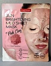Fragrances, Perfumes, Cosmetics Lightening Mud Mask 'Pink Clay' - Purederm Brightening Mud Sheet Mask