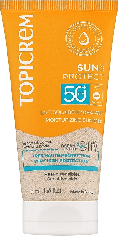 Moisturizing Sunscreen Body Lotion SPF50+ - Topicrem Sun Protect Moisturuzung Sun Milk — photo N1