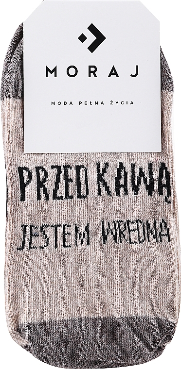 Women Socks with Funny Text, beige - Moraj — photo N1