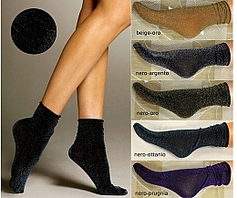 Women Socks "Flavia", nero / oro lurex - Veneziana — photo N2